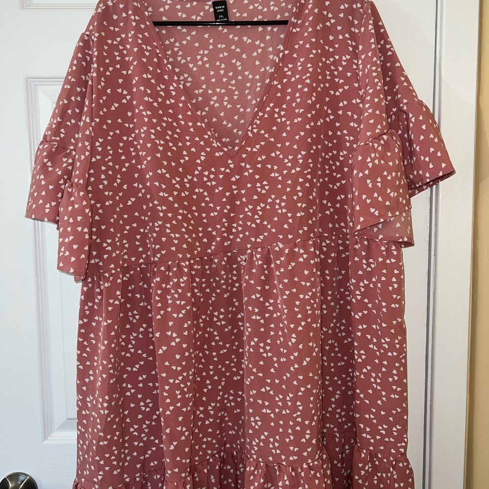 Pink heart V-Neck Dress